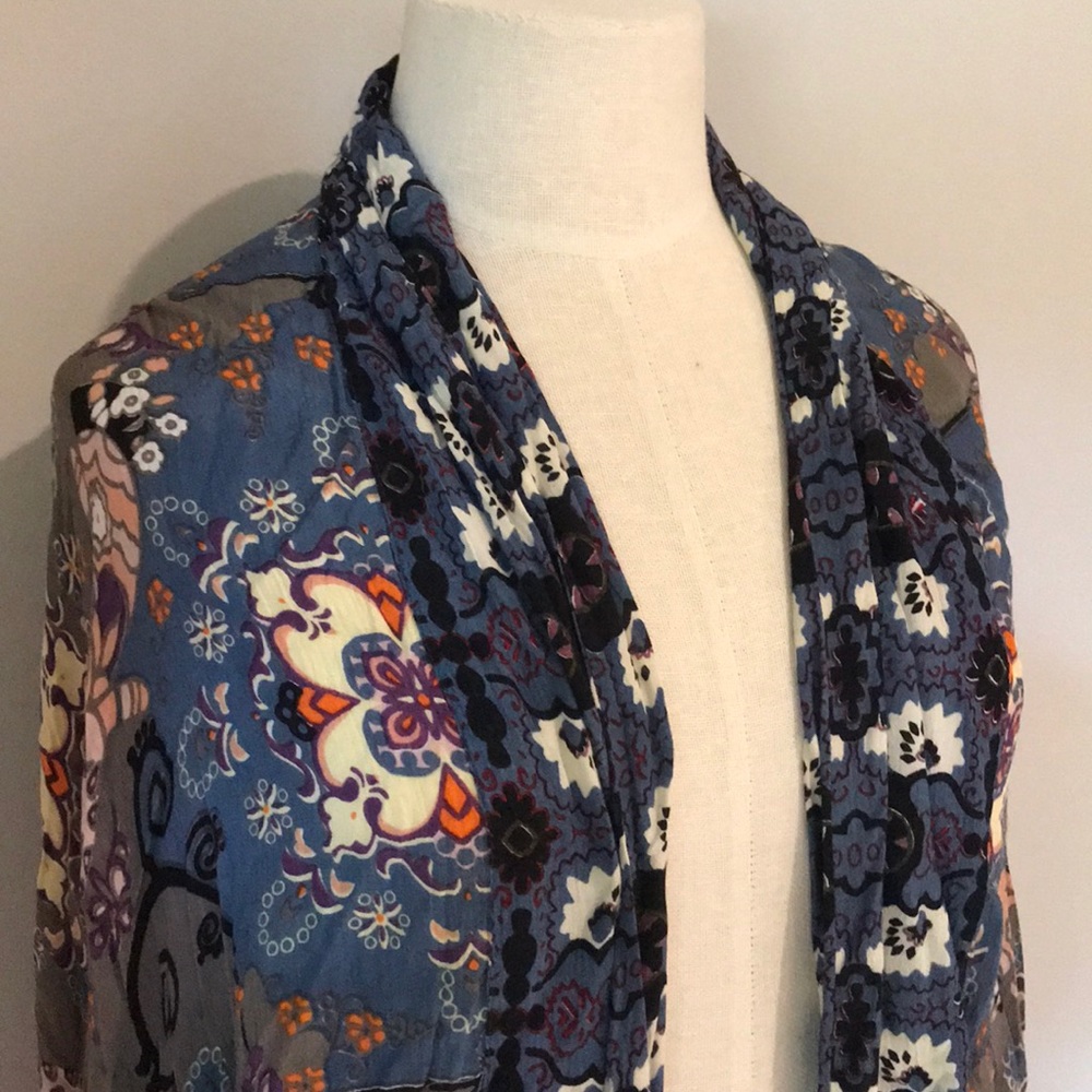 Free People Multi-Colored Cut Out Long Cardi OS